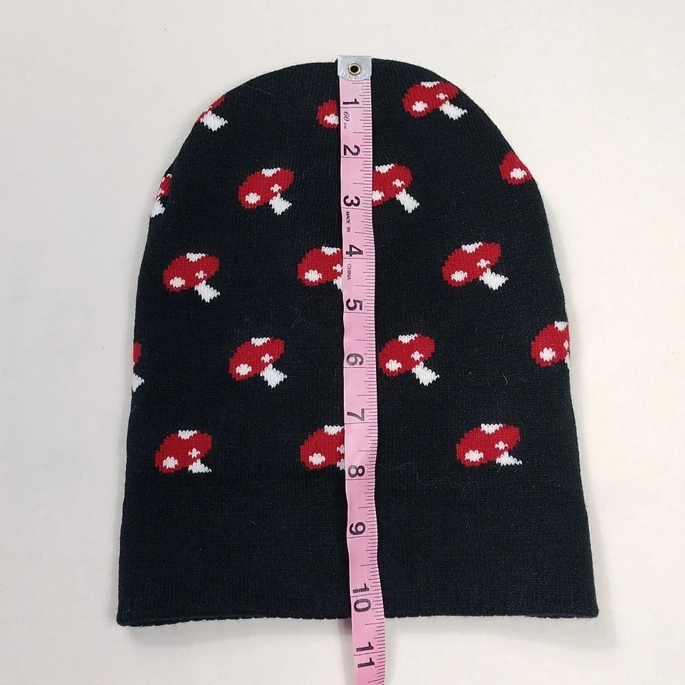 Charlotte Russe Youth Mushroom Beanie - Black and Red
